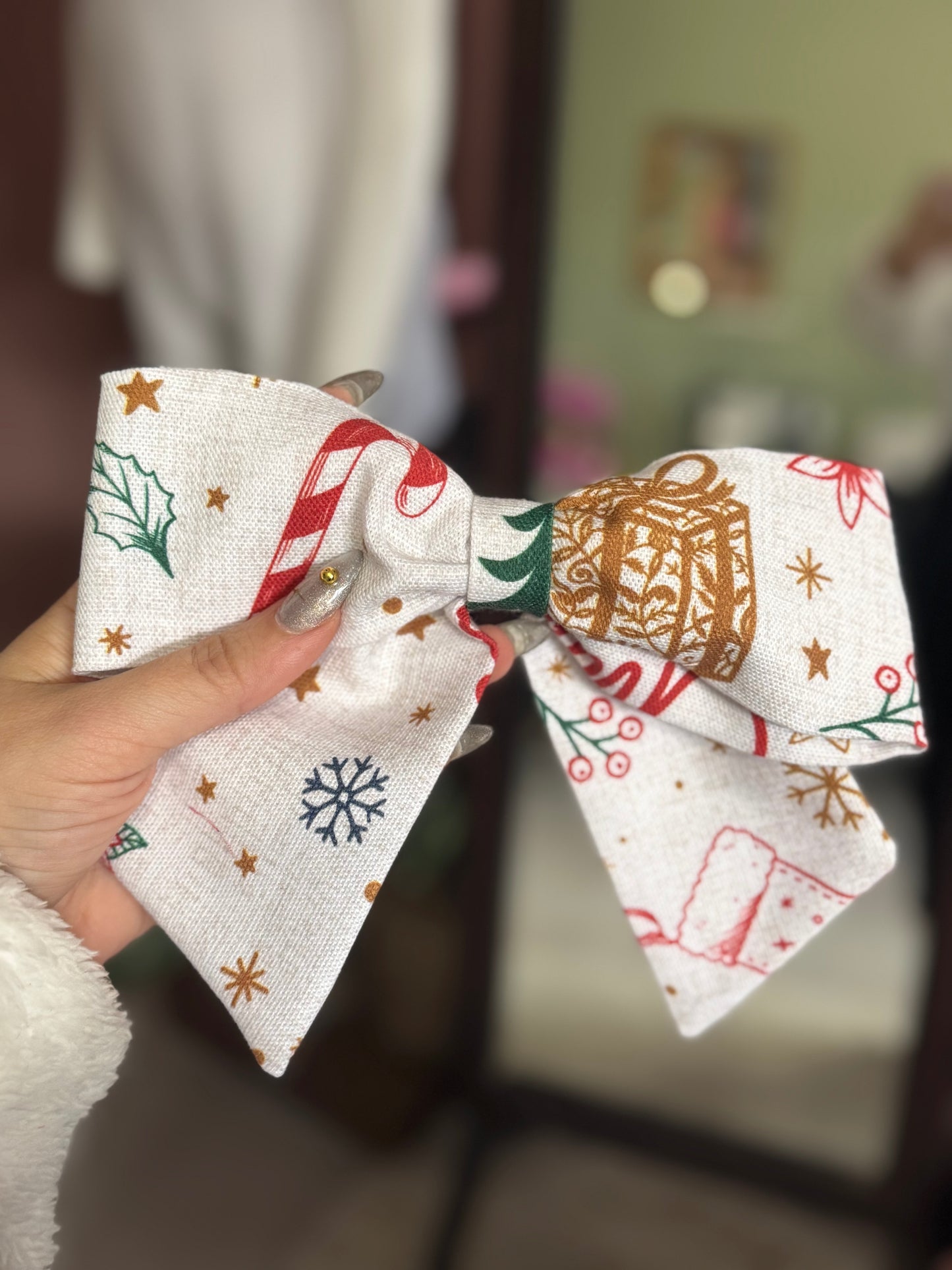 Big French Bow Hair Clip Stella Exclusive Christmas Collection by Anteylas