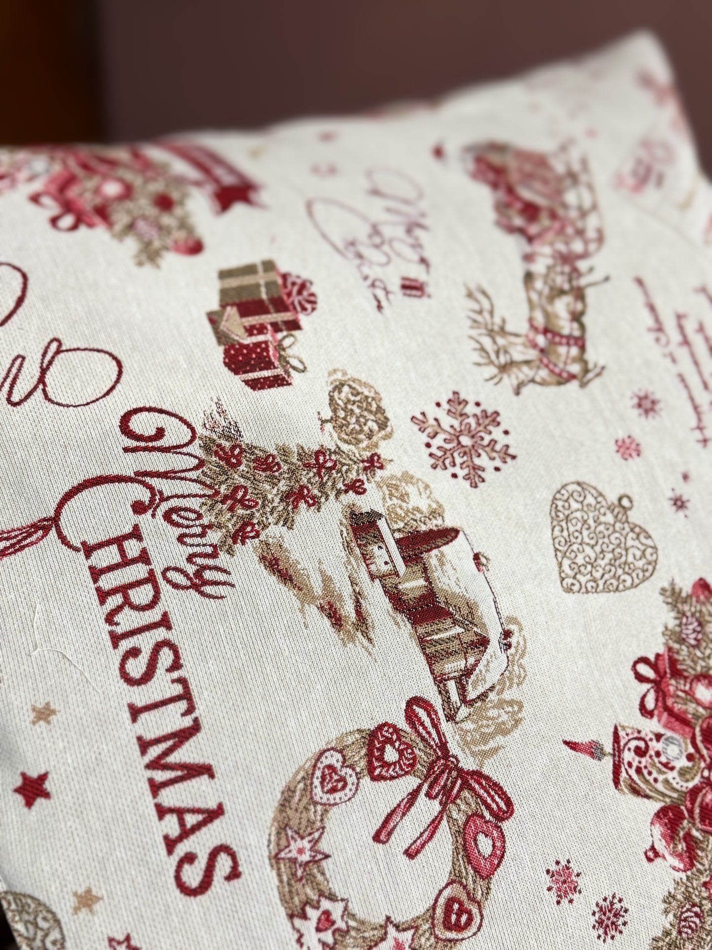 Funda para cojines con motivo de Navidad en lino Art Deco by Anteylas