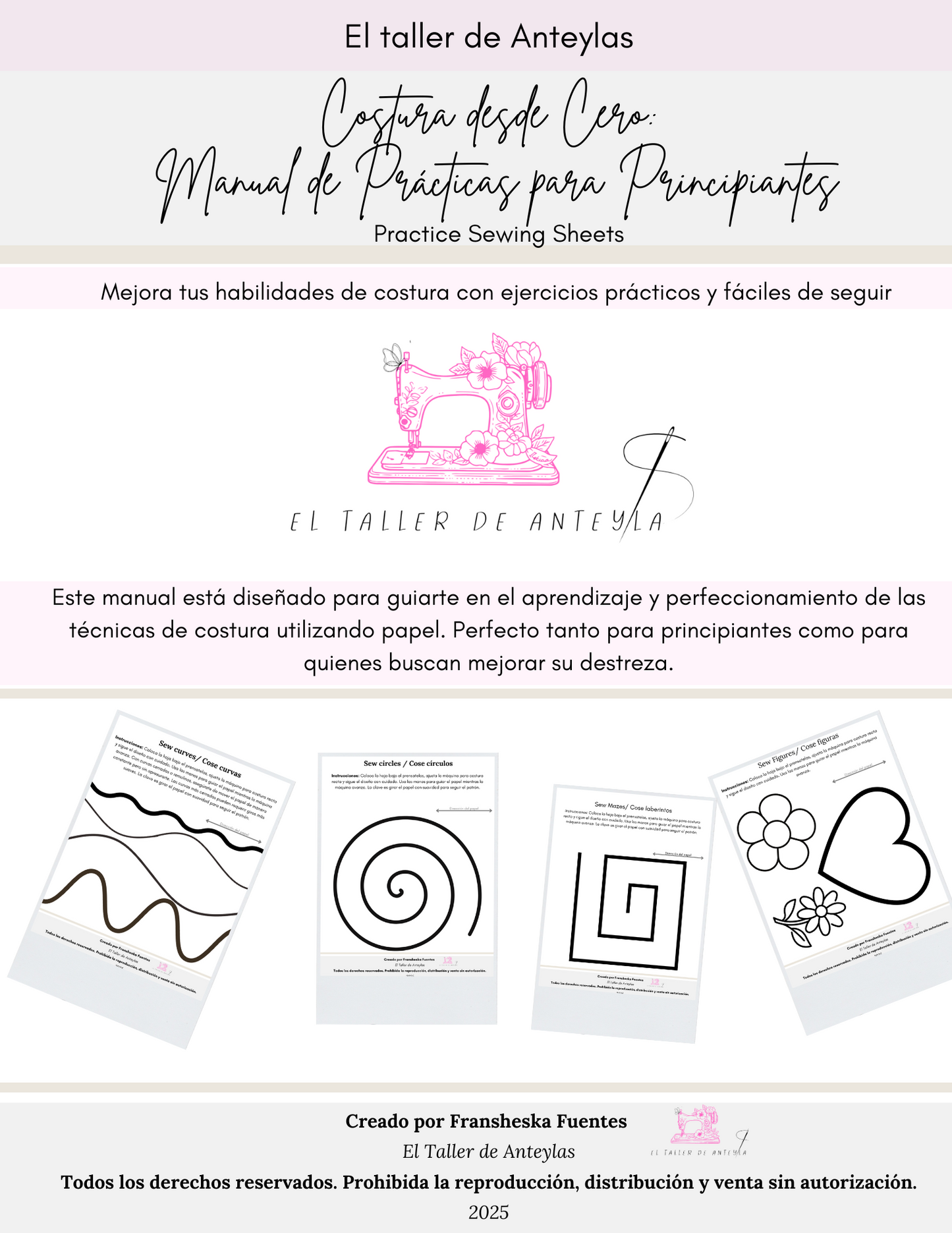 Costura desde Cero: Manual de Prácticas para Principiantes (Practice Sewing Sheets)