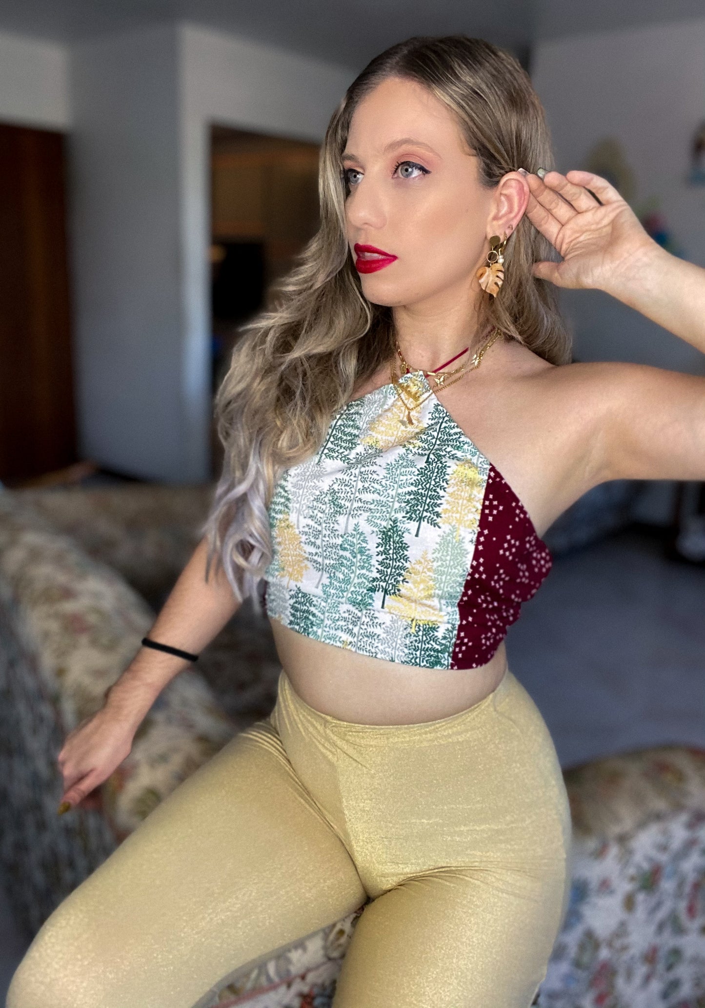 Xmas tree Crop Top One Size (xsmall-Large)