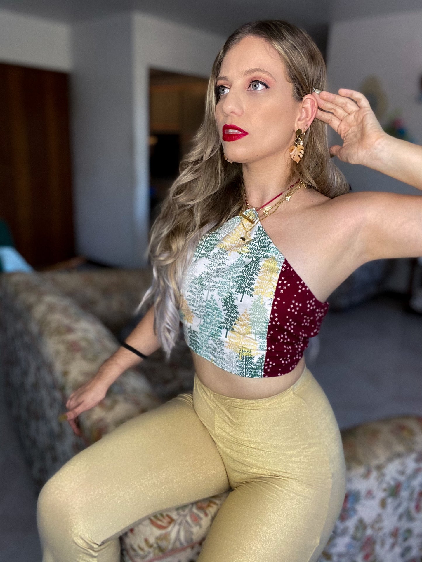 Xmas tree Crop Top One Size (xsmall-Large)