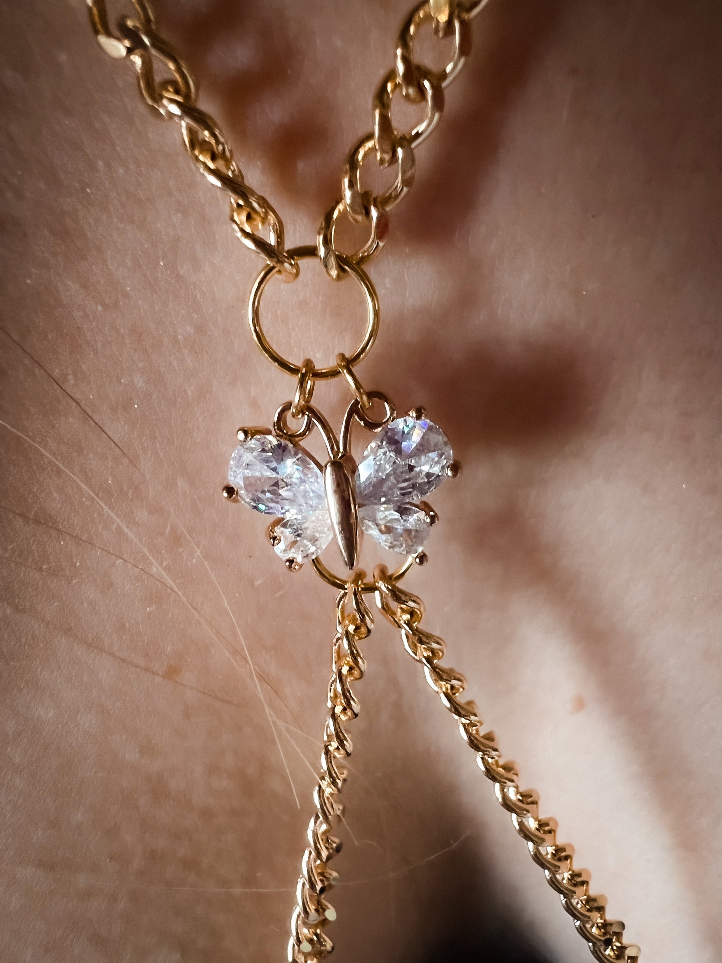 Psique Bra Chain Body Jewerly 18k gold, stainless steel zirconia