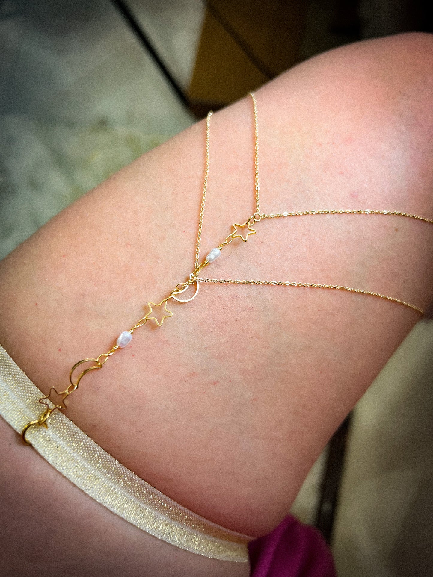 Alana 18 k & Stainless Steel Body Jewerly Leg Chain