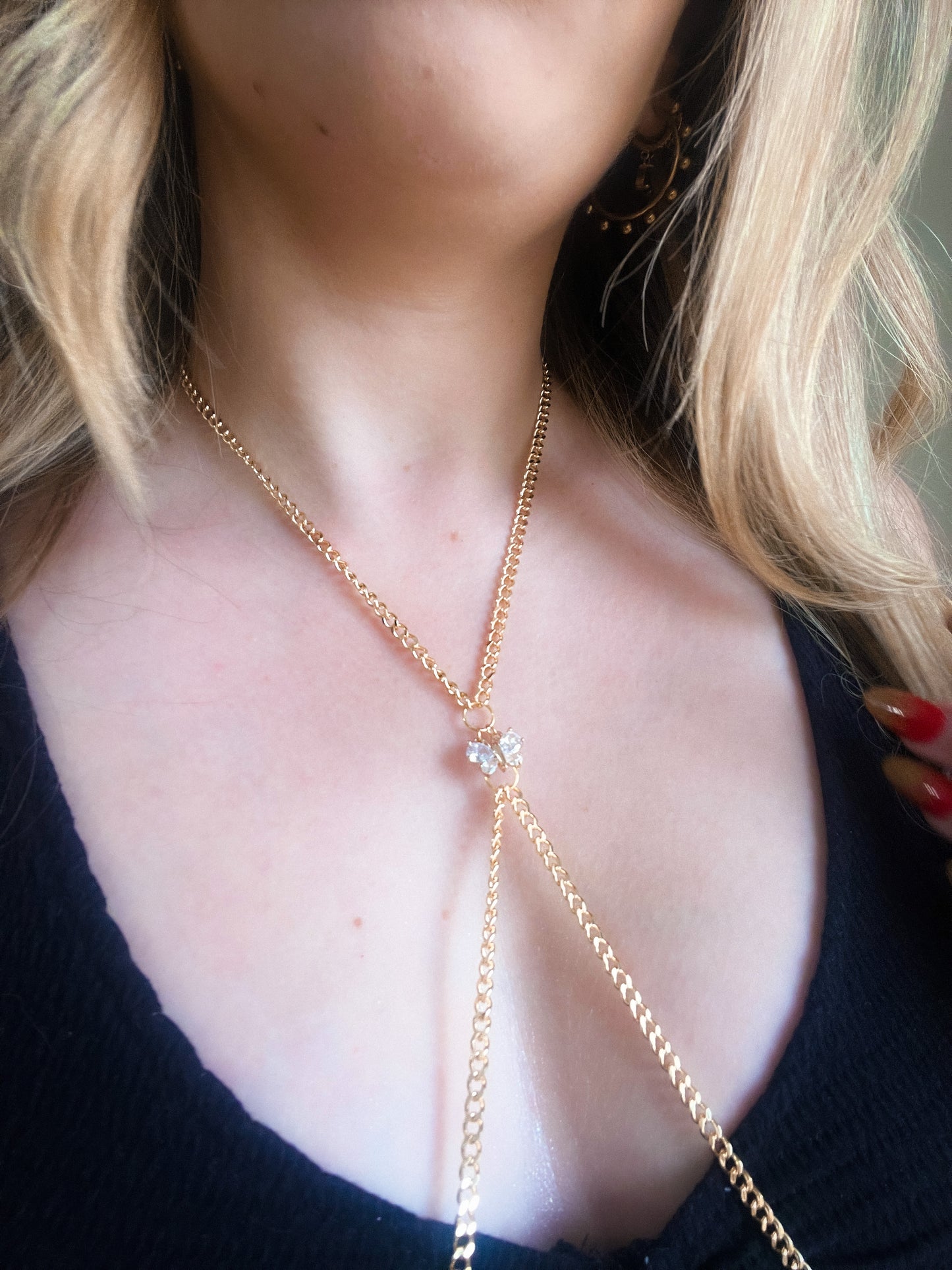 Psique Bra Chain Body Jewerly 18k gold, stainless steel zirconia
