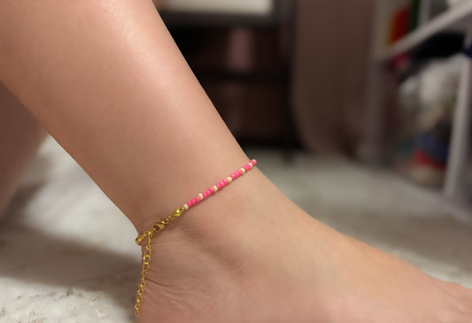 Malibu Anklet Stainless steel (beads & elastic ajustable)