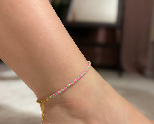 Mint Anklet Stainless steel (beads & elastic ajustable)
