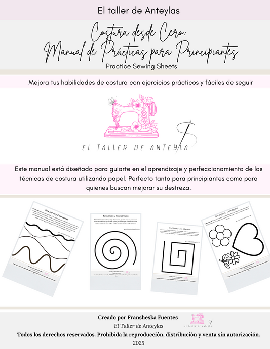 Costura desde Cero:  Manual de Prácticas para Principiantes (Practice Sewing Sheets)