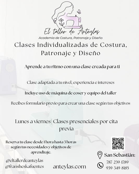 Clases Individualizadas de Costura, Patronaje  y Diseño