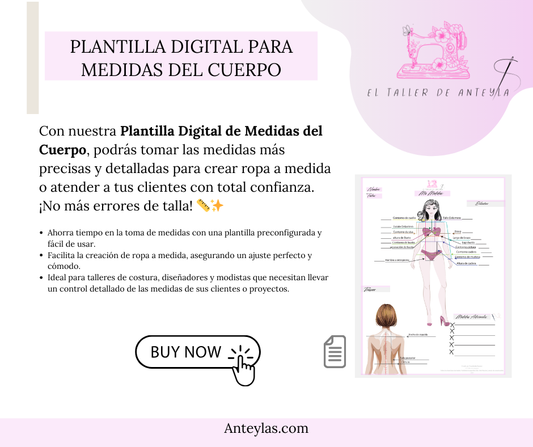 Plantilla Digital para Medidas del Cuerpo (Mujer) by El Taller de Anteylas Edición 2025