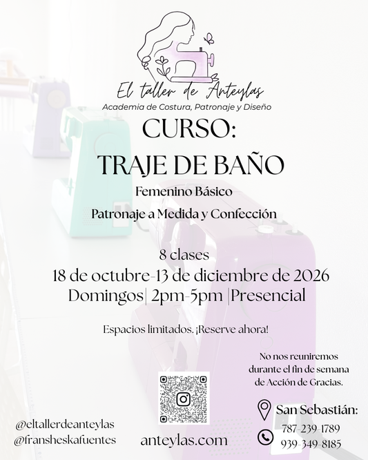 Traje de Baño Básico Femenino: Patronaje a Medida y Confección OCTUBRE